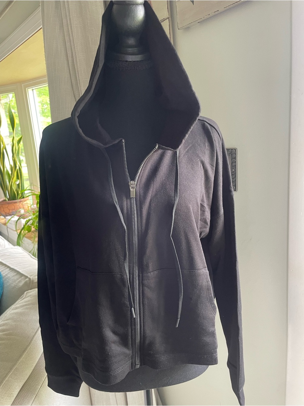Black Athletic Hoodie with 'Flex For It' Tag